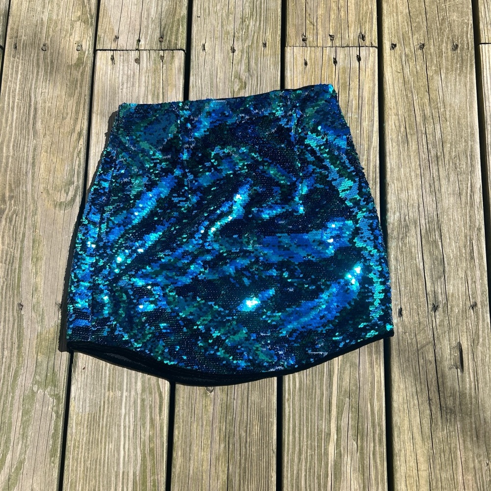 Zara Blue Sequin Mini Skirt for Night Out